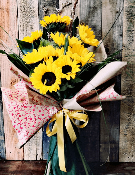 mazzo di Girasoli confezionato