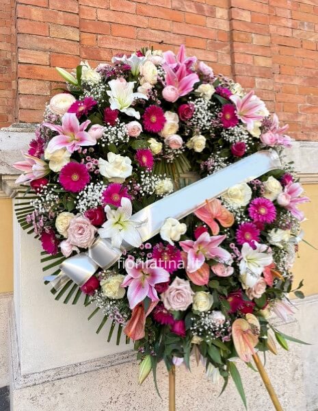 Corona di fiori assortiti rosa | Funebre